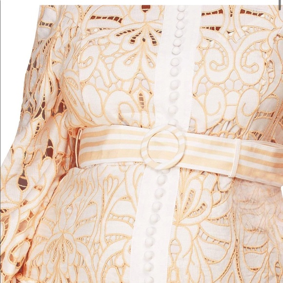 OffWhite Intricate Crochet Lace Pattern Mini Dress - Picture 6 of 11